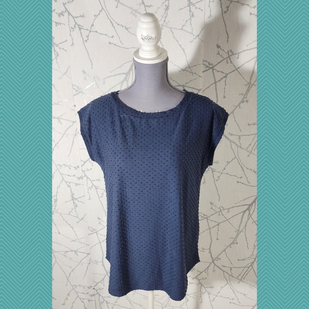 Wilfred Navy Swiss Dot Split Back Anvers Tee